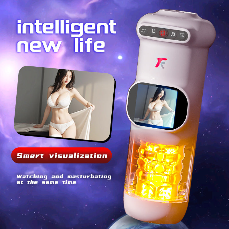 2024 New 9 Vibration Thrusting Male Masturbator with Heating Moan Function, Full LCD Display Sex Toys for Men