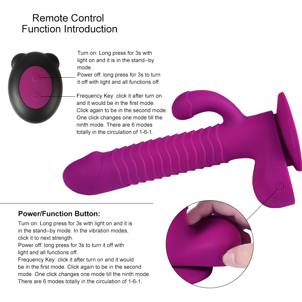 Rotating and Thrusting Suction Cup Rabbit-Style Dildo