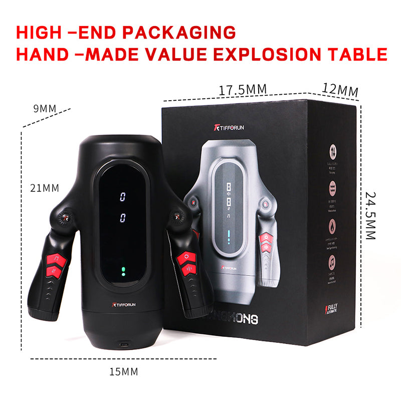 9 Telescopic Vibration LED Display Intelligent Heating Voice Male Handheld Masturbator