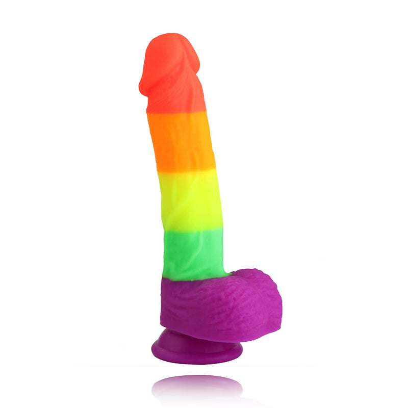 Powerful Suction Cup Base 8.1-Inch Realistic Rainbow Dildo