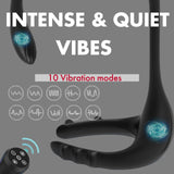 3 in 1 Vibrating Remote 10 Frequencies Adjustable Penis Ring