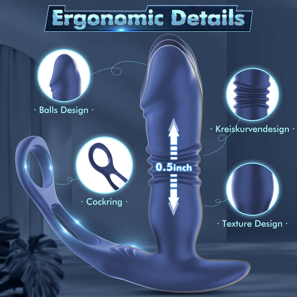 3 in 1 Thrusting Prostate Massager Anal Vibrator