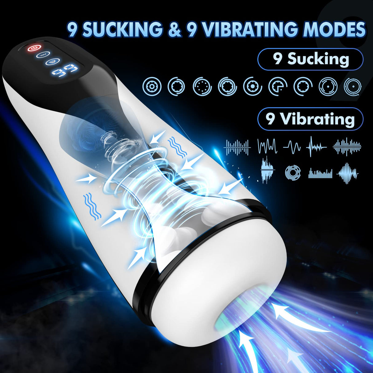 3 In 1-9 Suction &amp; Vibration Heating Blowjob Automatic Male Masturbator