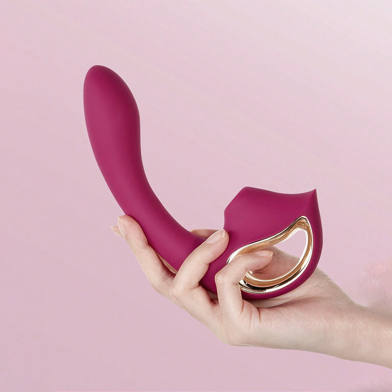 Burgundy Hand-Held Sucking Female Masturbation Vibrator