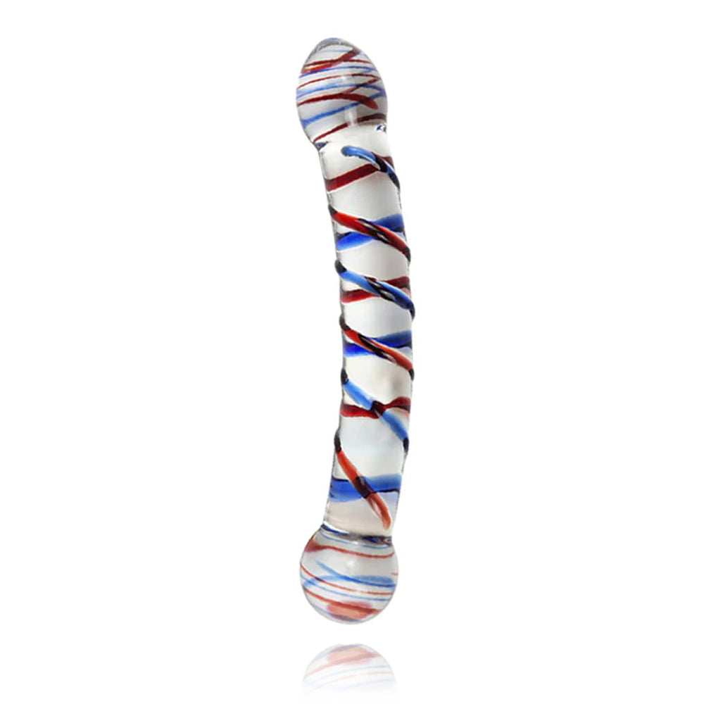 Crystal Glass Dildo Red And Blue Texture Anal Plug