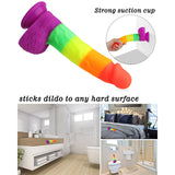 Powerful Suction Cup Base 8.1-Inch Realistic Rainbow Dildo