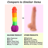 Powerful Suction Cup Base 8.1-Inch Realistic Rainbow Dildo