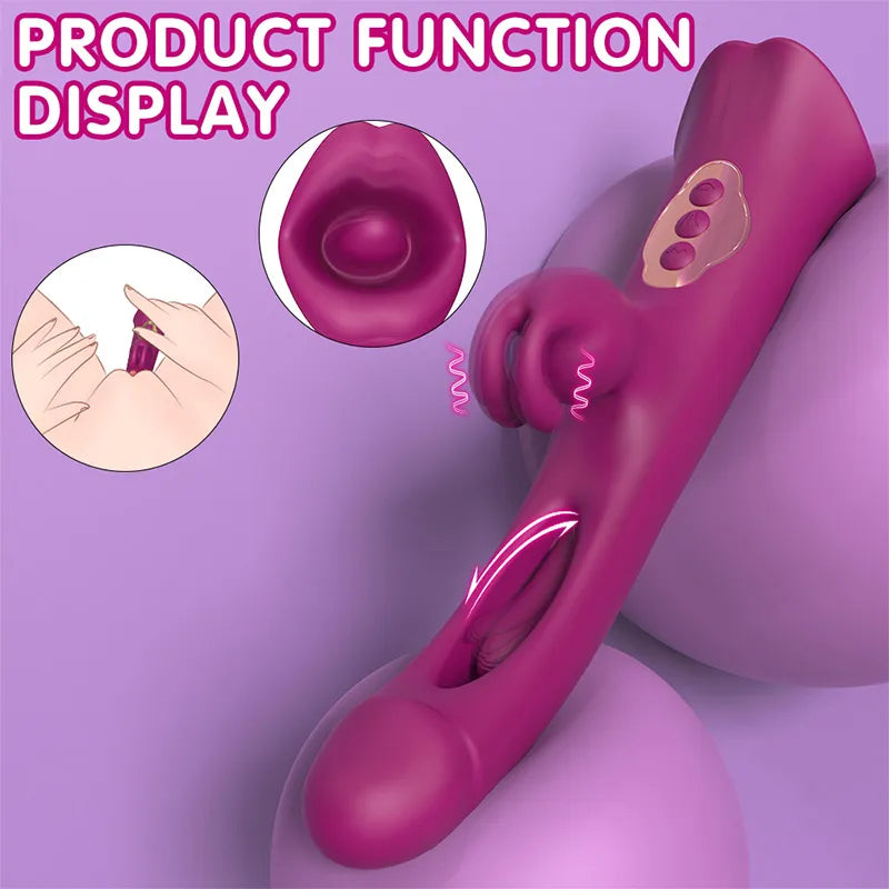 3 in 1 G-spot Vibration Slap Tongue Licking Rabbit Vibrator