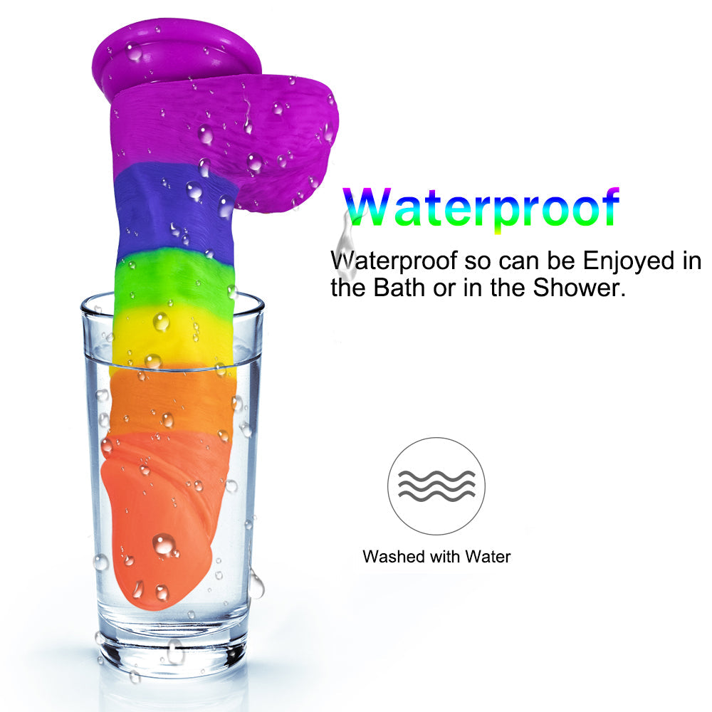 Rainbow Dildo | Silicone Suction Cups Allovers Thrusting Dildo