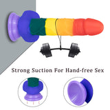 8 Inch Allovers Dildo Transparent Sucker Rainbow Dildo