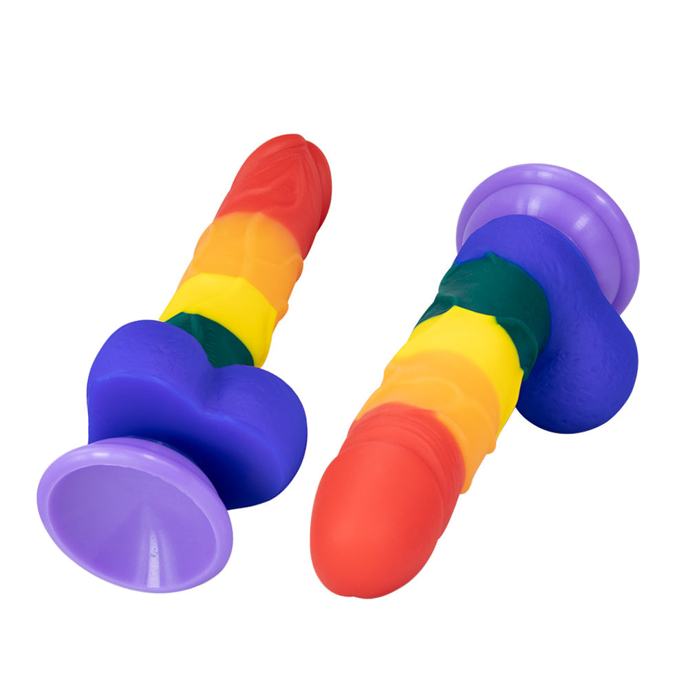 8 Inch Allovers Dildo Transparent Sucker Rainbow Dildo