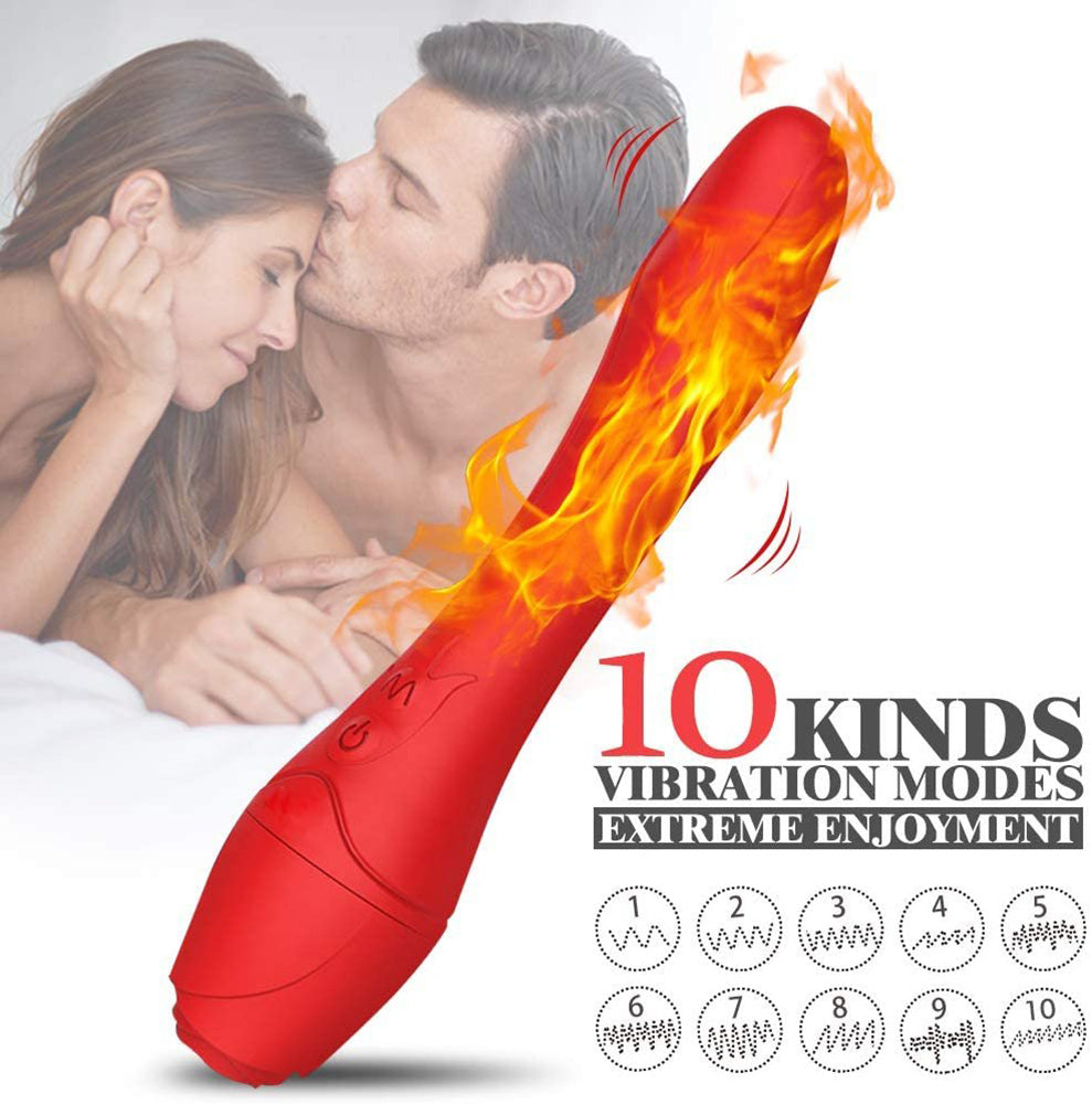 Red Rose Vibrater Heated Masturbation Massage Rose Vibration